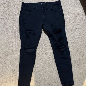 Jordan Craig Black Ripped Skinny Jeans for Men